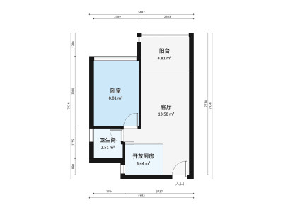 尊寓大厦小区1室1厅户型图1