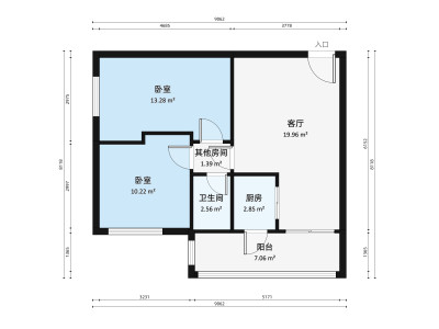 骏成花园C区小区2室2厅户型图1