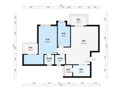 雅居乐漾逸居小区2室2厅户型图1