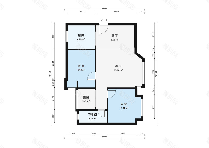 永怡花园北区小区2室1厅户型图