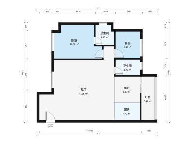巴厘晓筑小区2室2厅户型图1