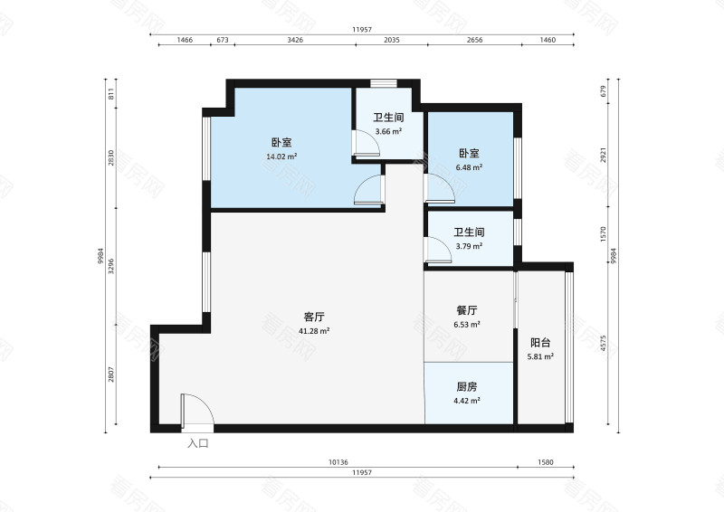 巴厘晓筑小区2室2厅户型图