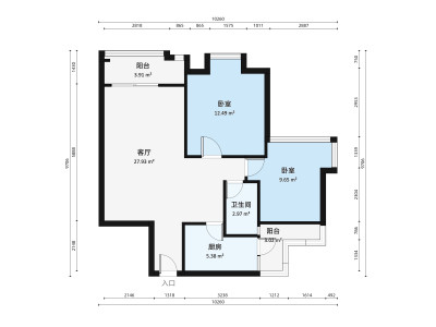 新世界鹿茵翠地小区2室2厅户型图3
