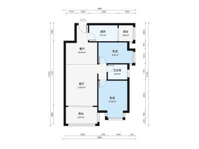 鸿馨园小区2室2厅户型图1