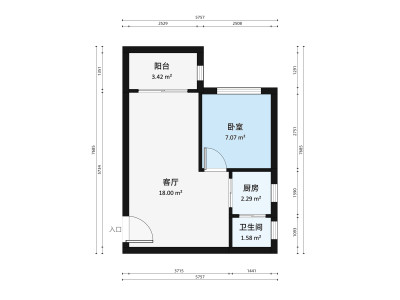 翠逸庭苑西区小区1室1厅户型图1