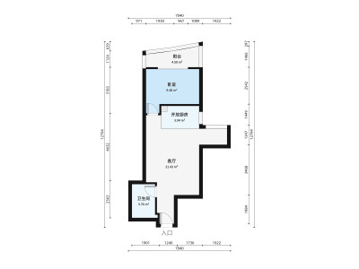 润恒大厦小区1室2厅户型图3