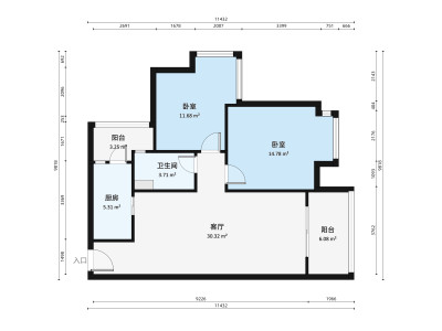 中海金沙湾A区小区2室2厅户型图2