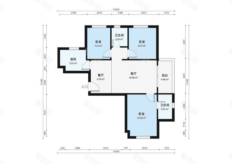 格林泊乐一三期小区3室2厅户型图