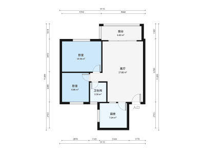 亨达花园二期小区2室1厅户型图2