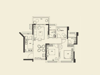 花语馨小区2室2厅2卫户型图1