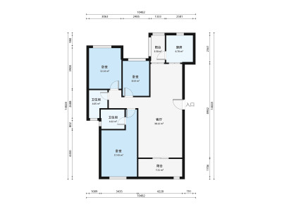 大翼御景豪庭小区3室2厅户型图3