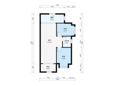 巴厘晓筑小区2室1厅户型图3