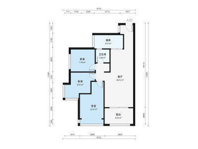 大东城二期小区3室1厅户型图4