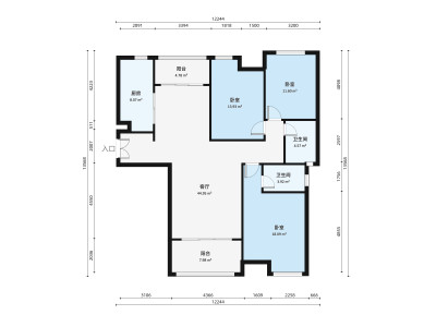 云星公园大观小区3室2厅户型图2