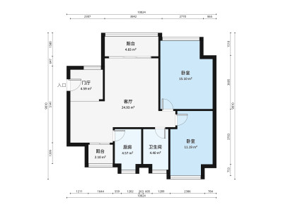 绿海名居小区2室2厅户型图1