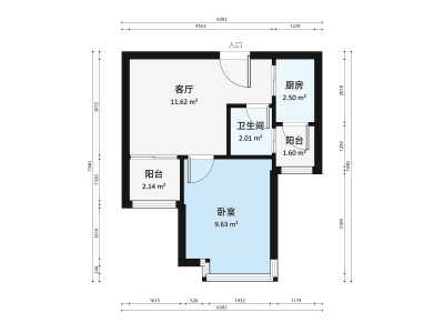 都市翠海华苑小区1室1厅户型图1