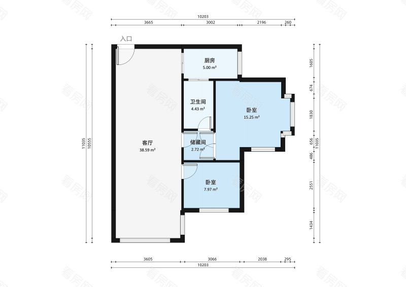 碧桂花城翠湖畔一区小区2室2厅户型图2