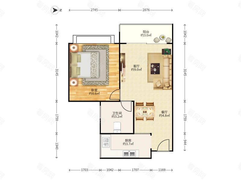 皇庭世纪小区1室1厅1卫户型图26