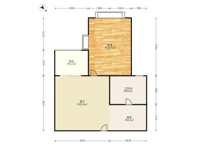 天欣花园三期小区1室1厅1卫户型图2