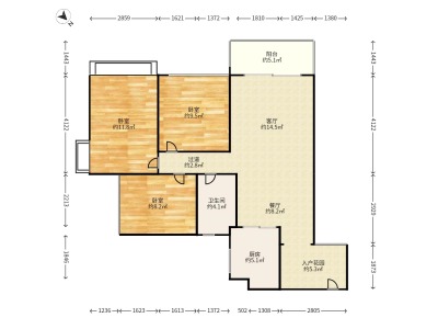 樵顺嘉园小区3室2厅1卫户型图1