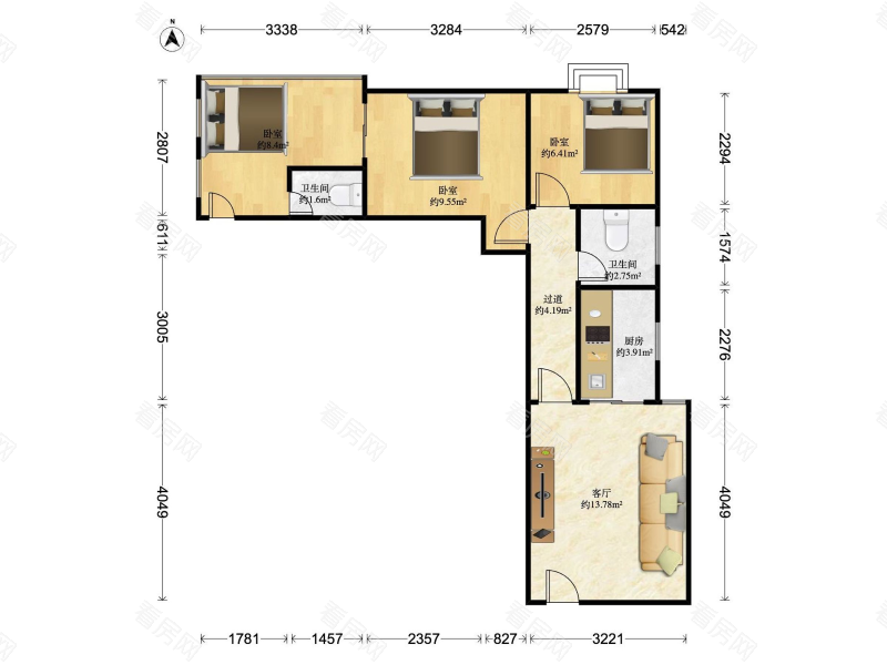 长丰苑 3室1厅 61.15㎡ 满五年_长丰苑二手房户型图片9