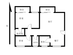 金港豪庭2室2厅2卫户型图1