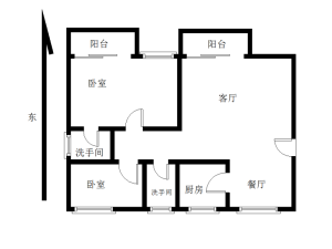 金港豪庭 2室2厅 96.89㎡ 精装_金港豪庭二手房户型图片2