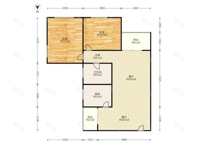 金域豪庭一期小区3室1厅1卫户型图3