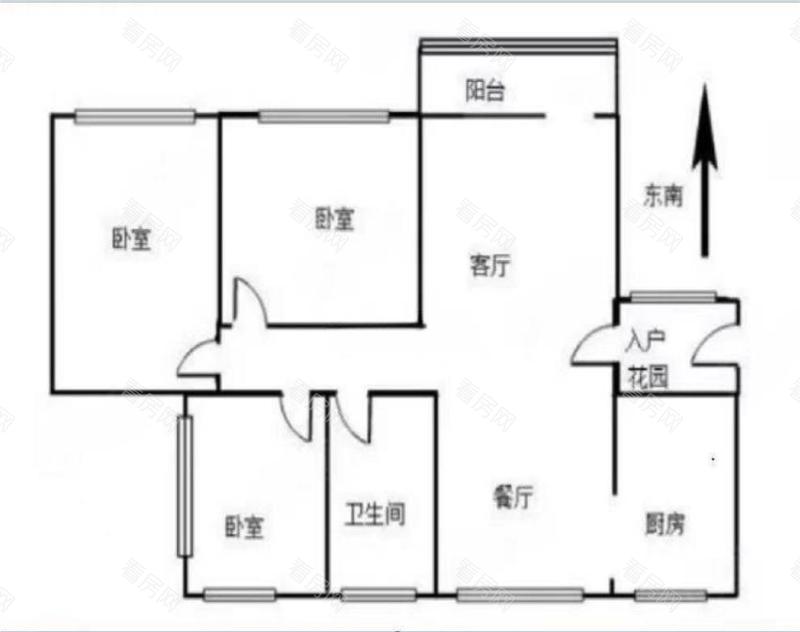 保利时代小区3室2厅1卫户型图14