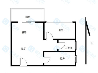 星海名城五期小区1室2厅1卫户型图3
