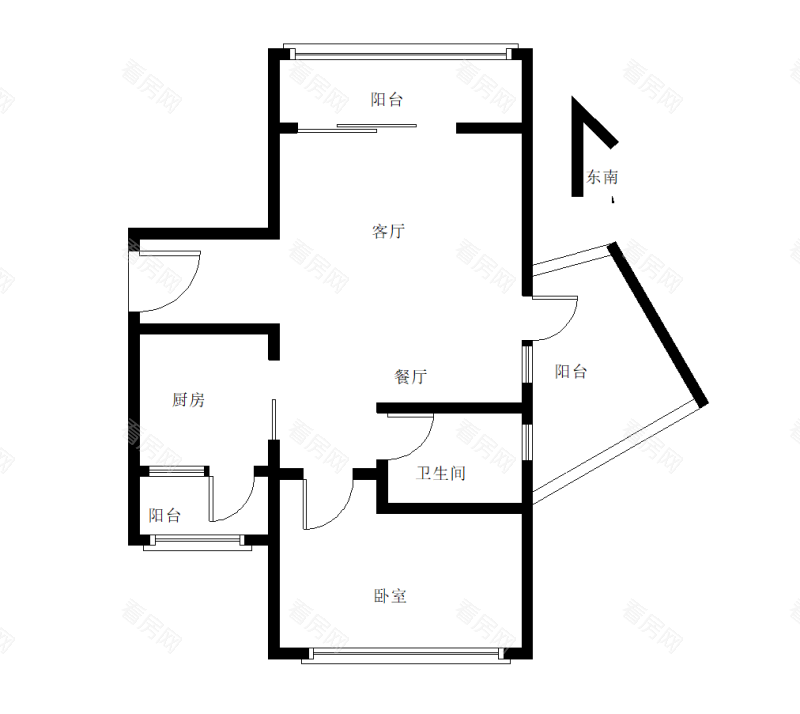 碧水岸小区1室2厅1卫户型图5