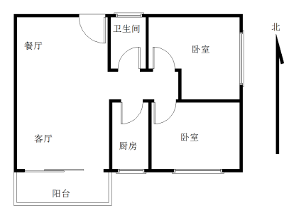 凤山花园二期小区2室2厅1卫户型图2