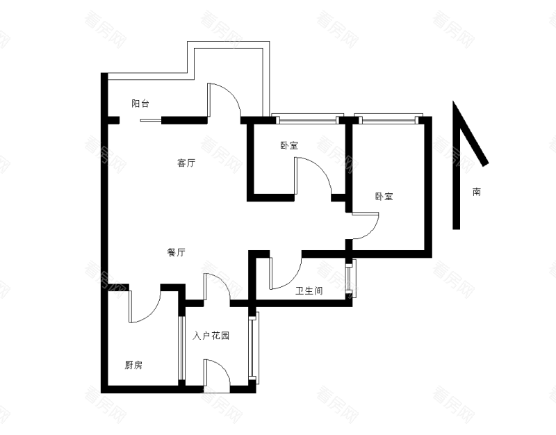 时代倾城三期小区2室2厅1卫户型图32