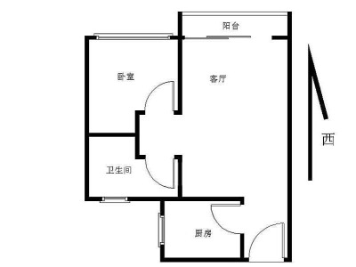 深业东岭一期小区1室1厅1卫户型图2
