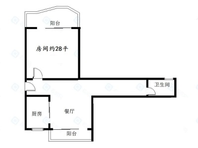 山海翠庐小区1室1厅1卫户型图2