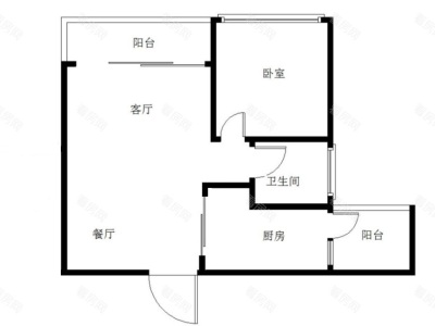 华发水岸小区1室2厅1卫户型图1