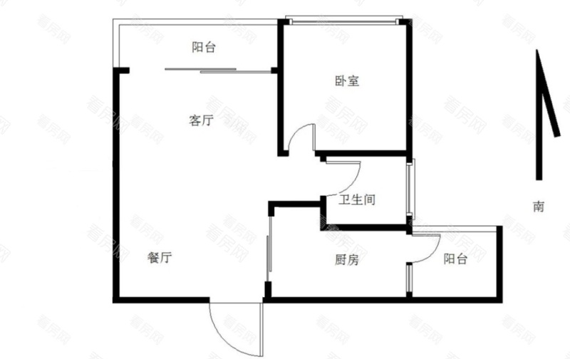 华发水岸小区1室2厅1卫户型图