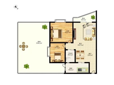 富通蟠龙居小区2室2厅1卫户型图4