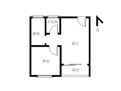 丽花豪庭小区1室1厅1卫户型图1