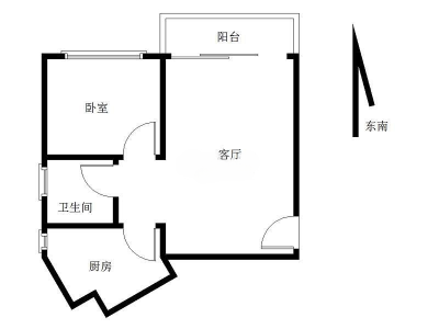 太古城北区小区1室1厅1卫户型图1