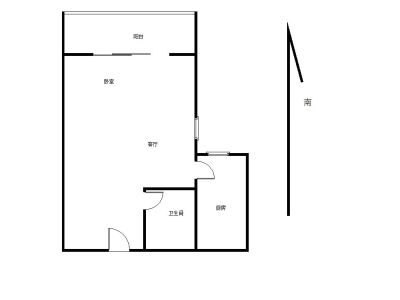 地铁金融城小区1室1厅1卫户型图2
