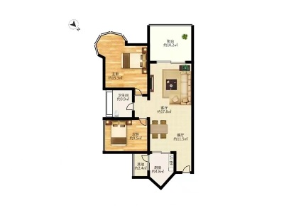 尚都小区2室2厅1卫户型图2