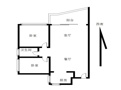 富通蟠龙居小区2室1厅1卫户型图1