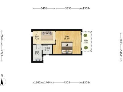 合正佳园小区1室1厅1卫户型图2
