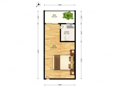 都市翠海华苑小区1室0厅1卫户型图3